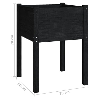vidaXL Jardinières 2 pcs Noir 50x50x70 cm Bois de pin massif