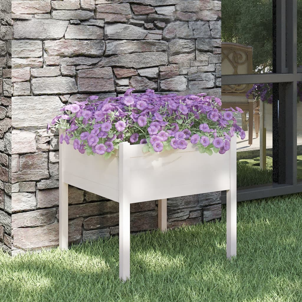 vidaXL Jardinière Blanc 70x70x70 cm Pin Massif