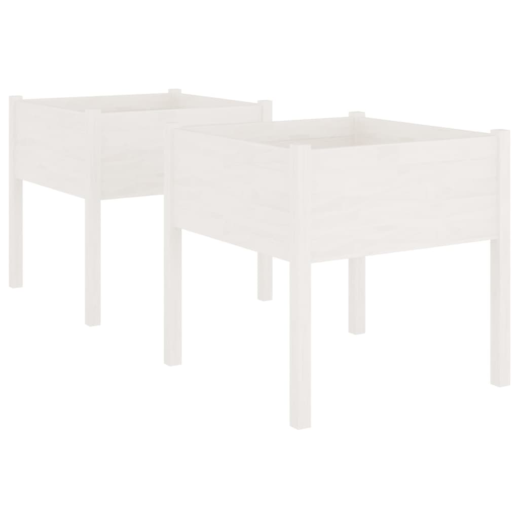 vidaXL Jardinières 2 pcs Blanc 70x70x70 cm Bois de pin massif