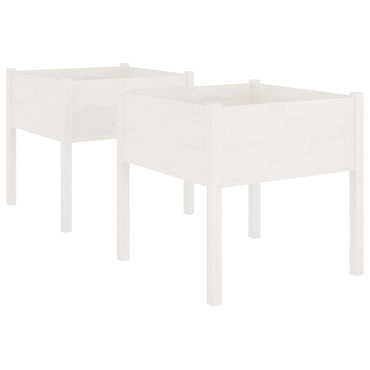 vidaXL Jardinières 2 pcs Blanc 70x70x70 cm Bois de pin massif