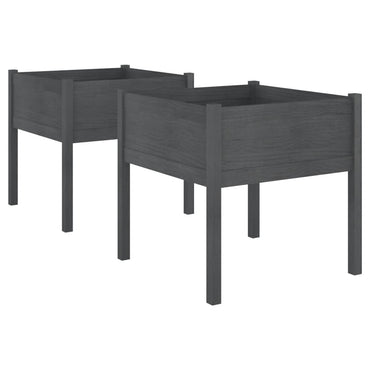 vidaXL Pflanzkübel 2 Stk. Grau 70x70x70 cm Massivholz Kiefer