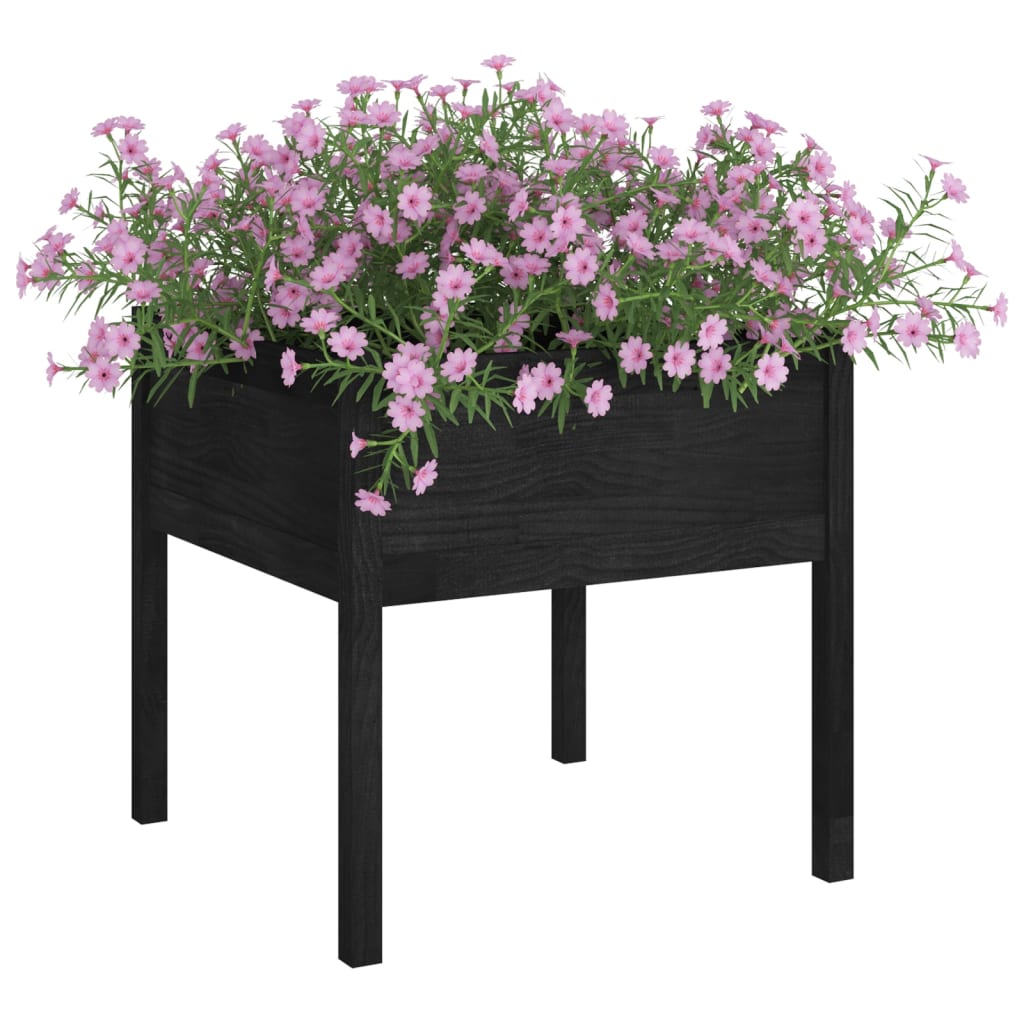 vidaXL Pflanzkübel 2 Stk. Schwarz 70x70x70 cm Massivholz Kiefer