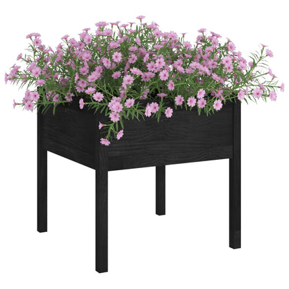 vidaXL Pflanzkübel 2 Stk. Schwarz 70x70x70 cm Massivholz Kiefer