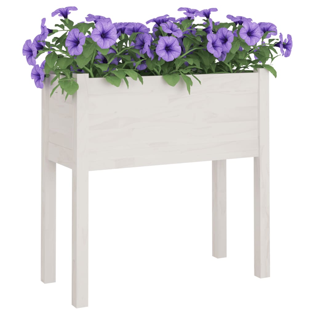 vidaXL Pflanzkübel 2 Stk. Weiß 70x31x70 cm Massivholz Kiefer