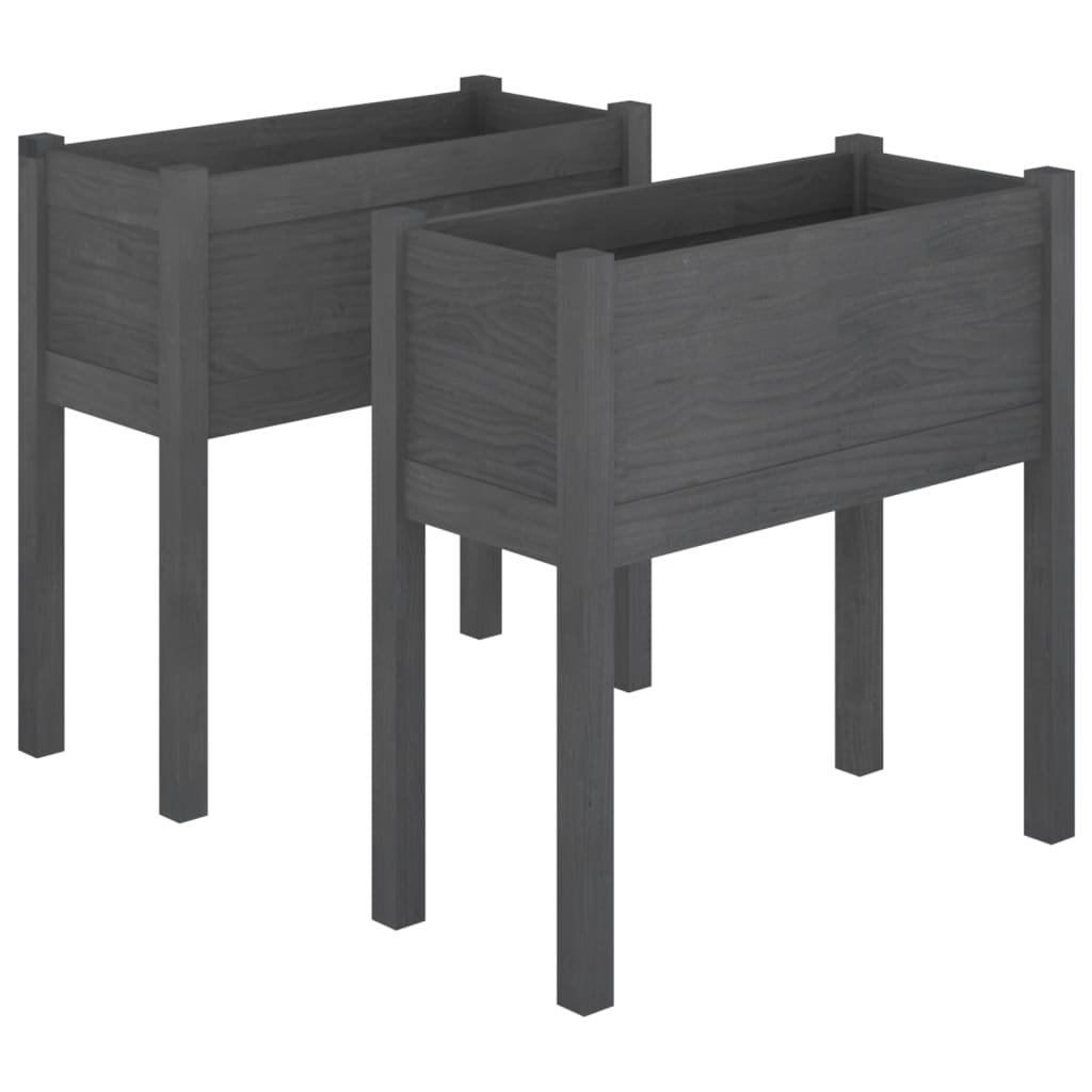 vidaXL Pflanzkübel 2 Stk. Grau 70x31x70 cm Massivholz Kiefer