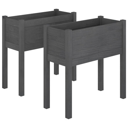 vidaXL Pflanzkübel 2 Stk. Grau 70x31x70 cm Massivholz Kiefer