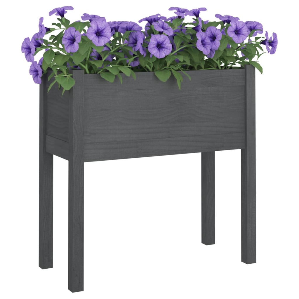 vidaXL Pflanzkübel 2 Stk. Grau 70x31x70 cm Massivholz Kiefer
