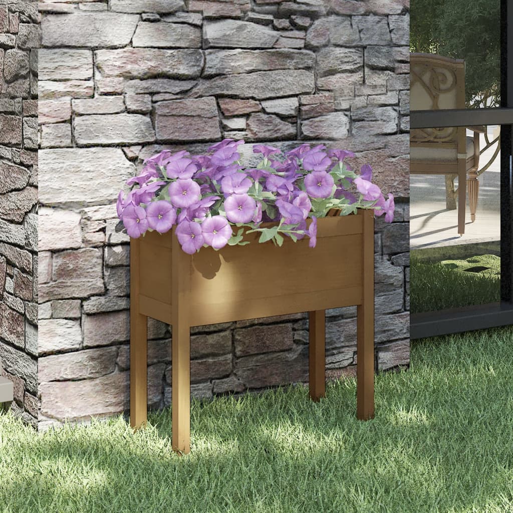 vidaXL Jardinière Bois de Pin Massif Marron Miel 70x31x70 cm