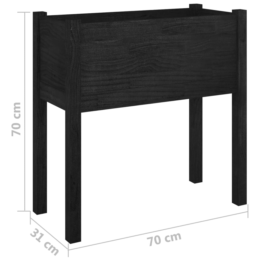 vidaXL Jardinière noire 70x31x70 cm en pin massif