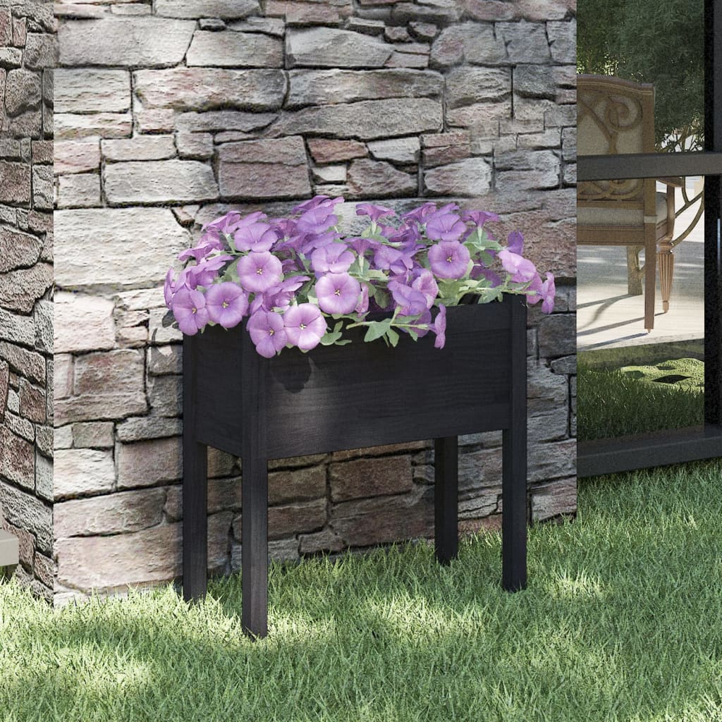 vidaXL Jardinière noire 70x31x70 cm en pin massif