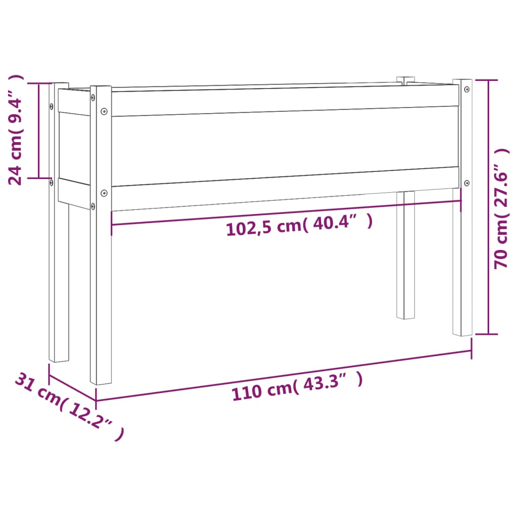 vidaXL Jardinière 110x31x70 cm Bois de pin massif