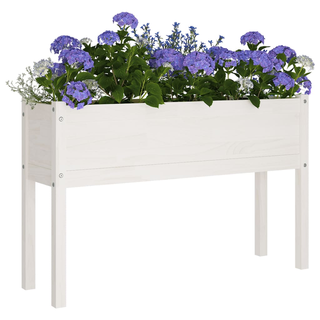 vidaXL Jardinière blanche 110x31x70 cm Bois de pin massif
