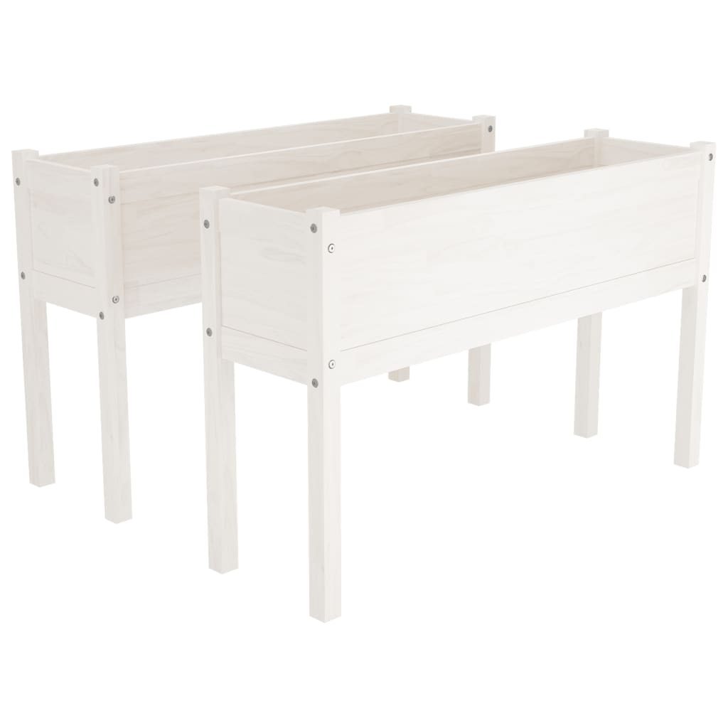 vidaXL Jardinières 2 pcs Blanc 110x31x70 cm Bois de pin massif