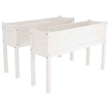 vidaXL Jardinières 2 pcs Blanc 110x31x70 cm Bois de pin massif