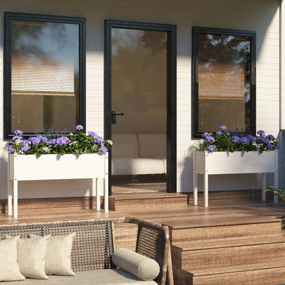 vidaXL Jardinières 2 pcs Blanc 110x31x70 cm Bois de pin massif