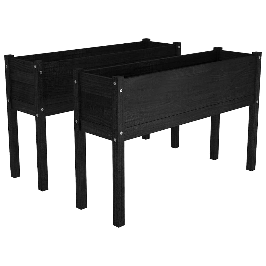 vidaXL Jardinières 2 pcs Noir 110x31x70 cm Bois de pin massif