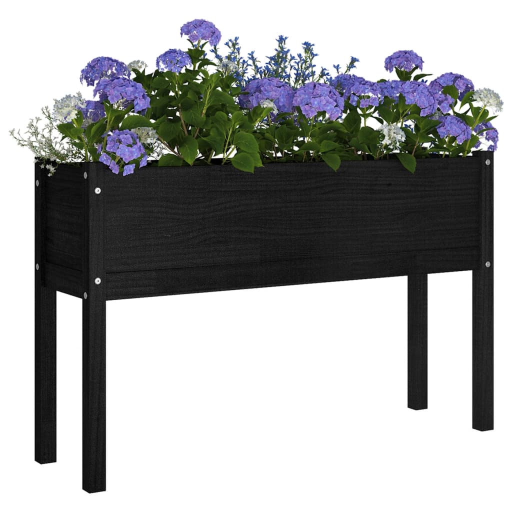vidaXL Jardinières 2 pcs Noir 110x31x70 cm Bois de pin massif