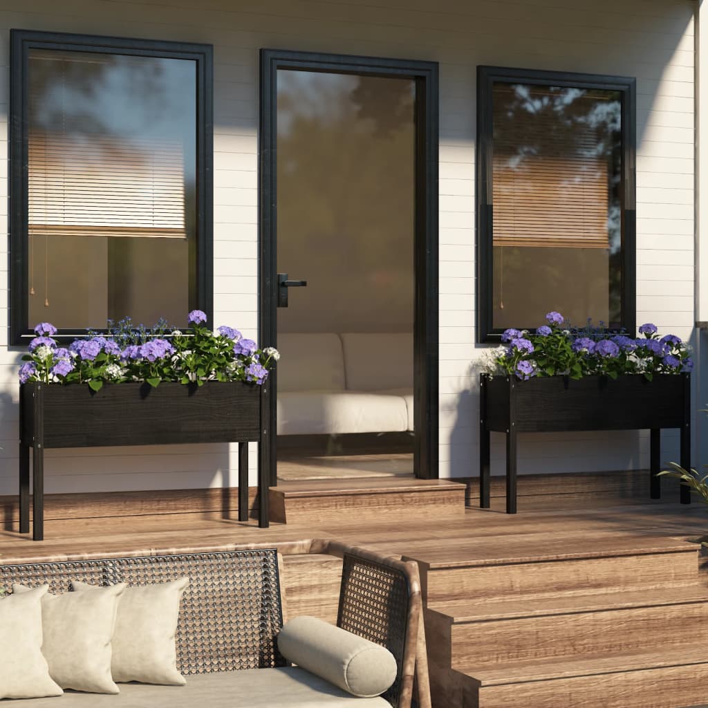 vidaXL Jardinières 2 pcs Noir 110x31x70 cm Bois de pin massif