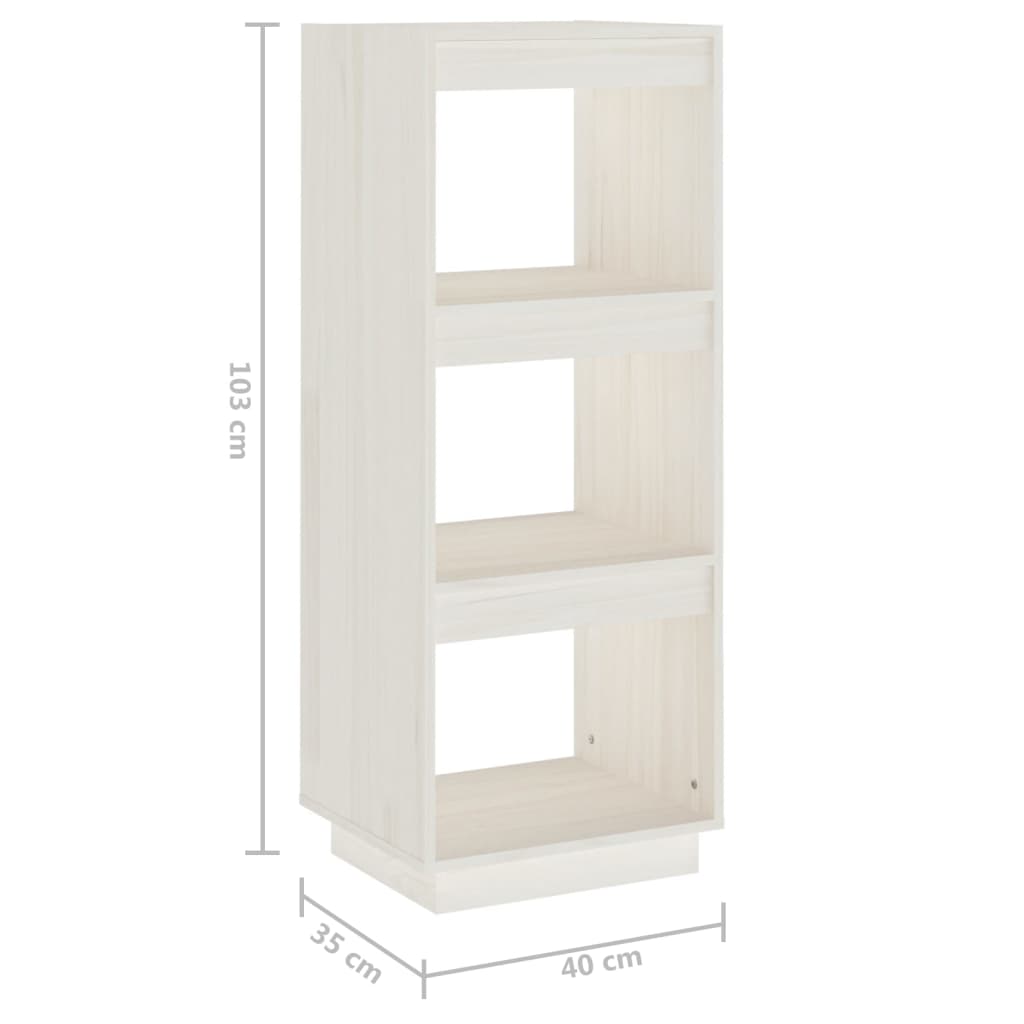vidaXL Bücherregal/Raumteiler Weiß 40x35x103 cm Massivholz Kiefer