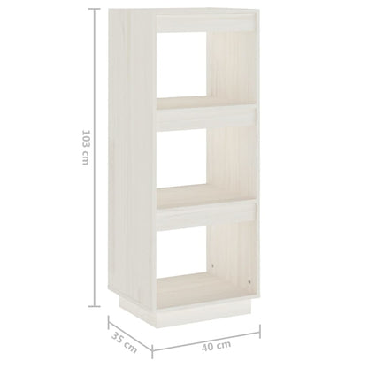 vidaXL Bücherregal/Raumteiler Weiß 40x35x103 cm Massivholz Kiefer