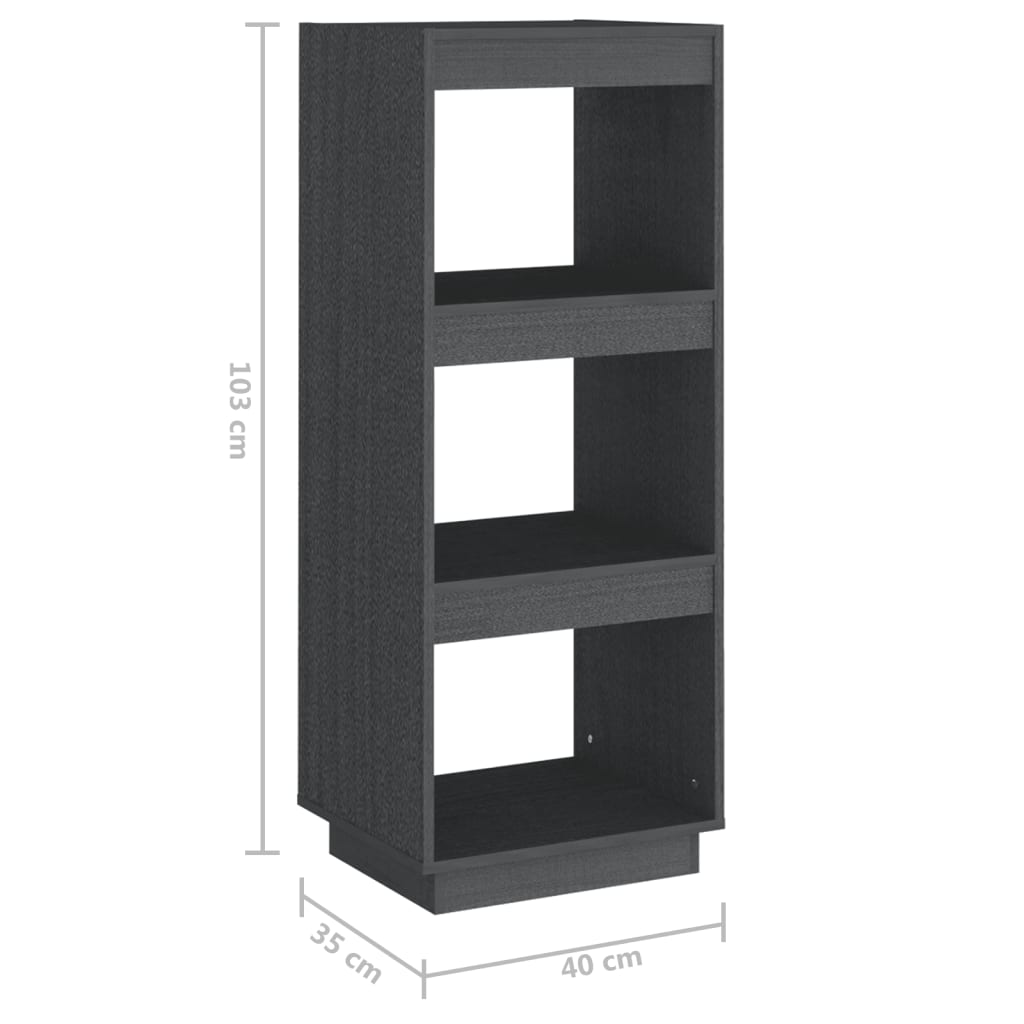 vidaXL Bücherregal/Raumteiler Grau 40x35x103 cm Massivholz Kiefer