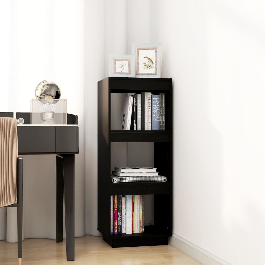 vidaXL Bücherregal/Raumteiler Schwarz 40x35x103 cm Massivholz Kiefer