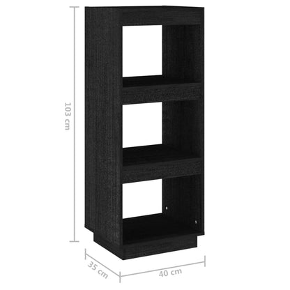 vidaXL Bücherregal/Raumteiler Schwarz 40x35x103 cm Massivholz Kiefer