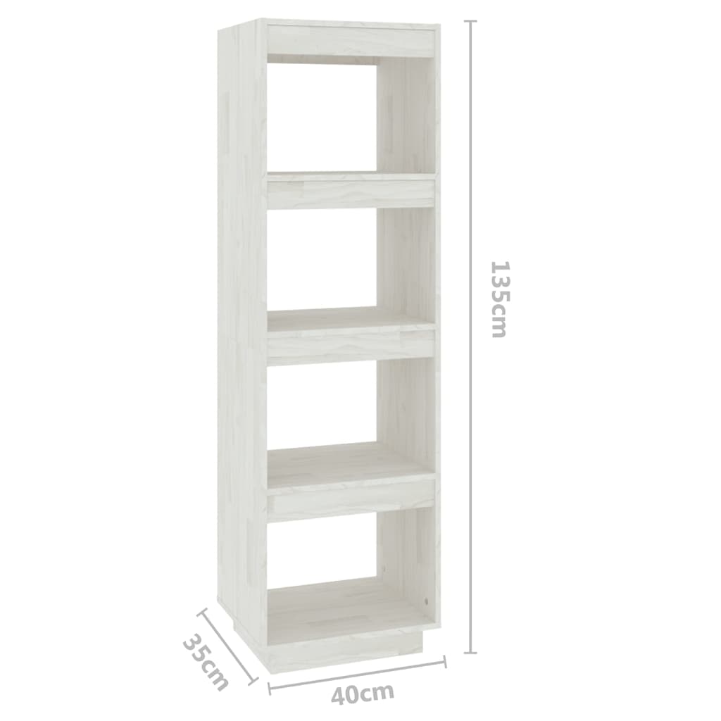 vidaXL Bücherregal/Raumteiler Weiß 40x35x135 cm Massivholz Kiefer