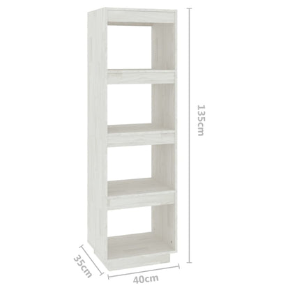 vidaXL Bücherregal/Raumteiler Weiß 40x35x135 cm Massivholz Kiefer