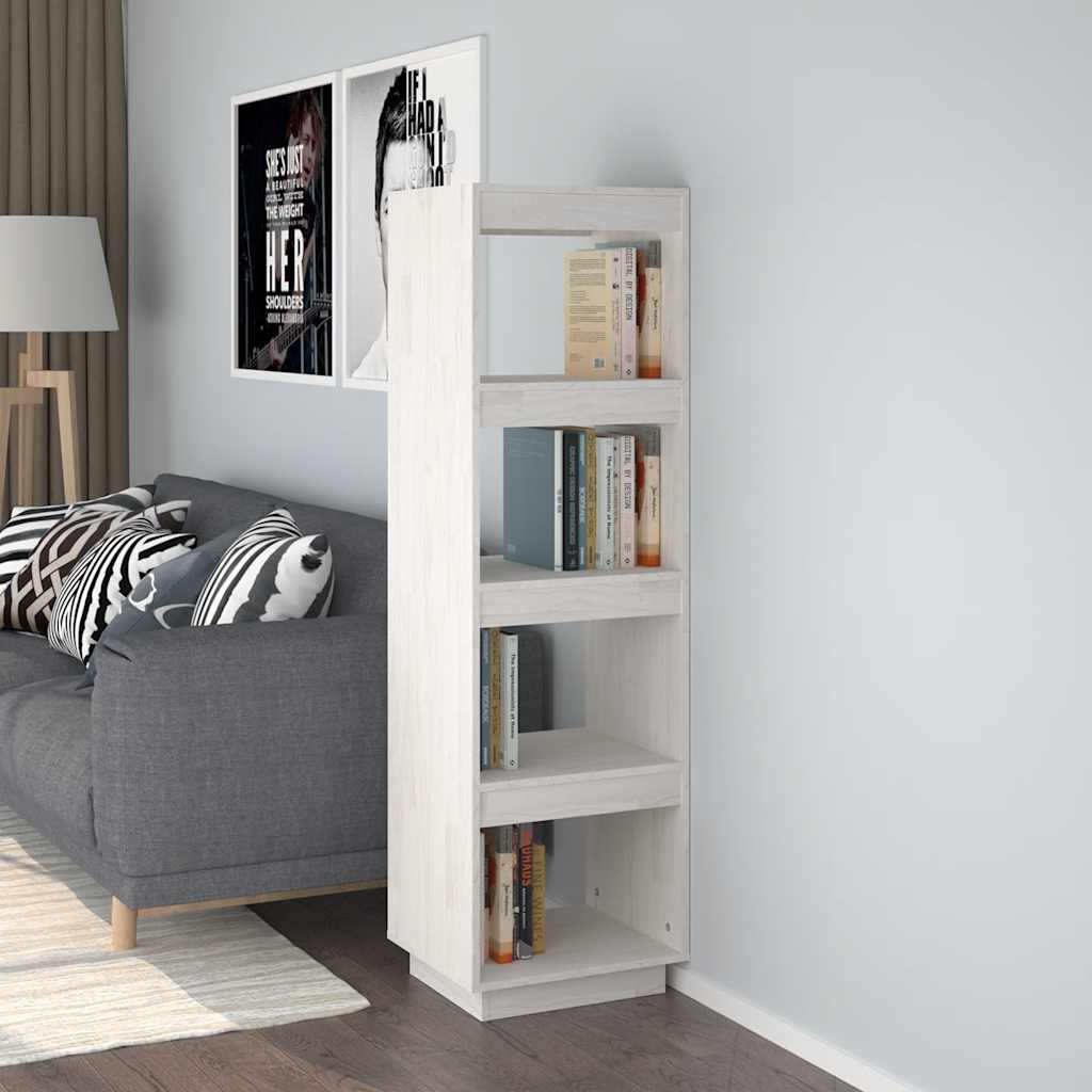 vidaXL Bücherregal/Raumteiler Weiß 40x35x135 cm Massivholz Kiefer