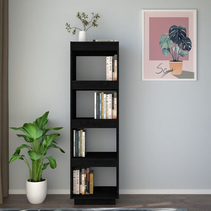 vidaXL Bücherregal/Raumteiler Schwarz 40x35x135 cm Massivholz Kiefer
