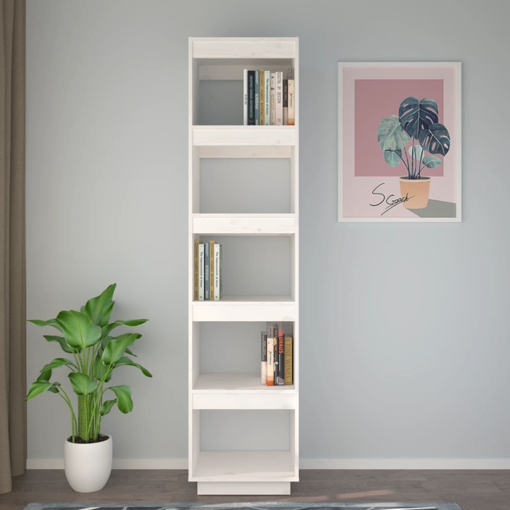 vidaXL Bücherregal/Raumteiler Weiß 40x35x167 cm Massivholz Kiefer