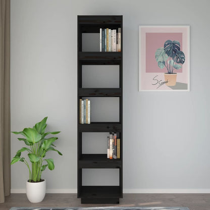 vidaXL Bücherregal/Raumteiler Schwarz 40x35x167 cm Massivholz Kiefer