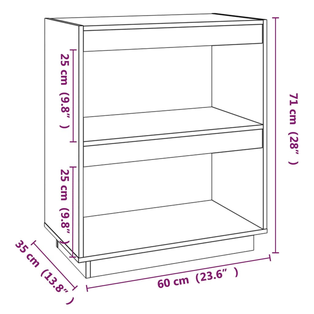 vidaXL Bibliothèque 60x35x71 cm Bois de pin massif