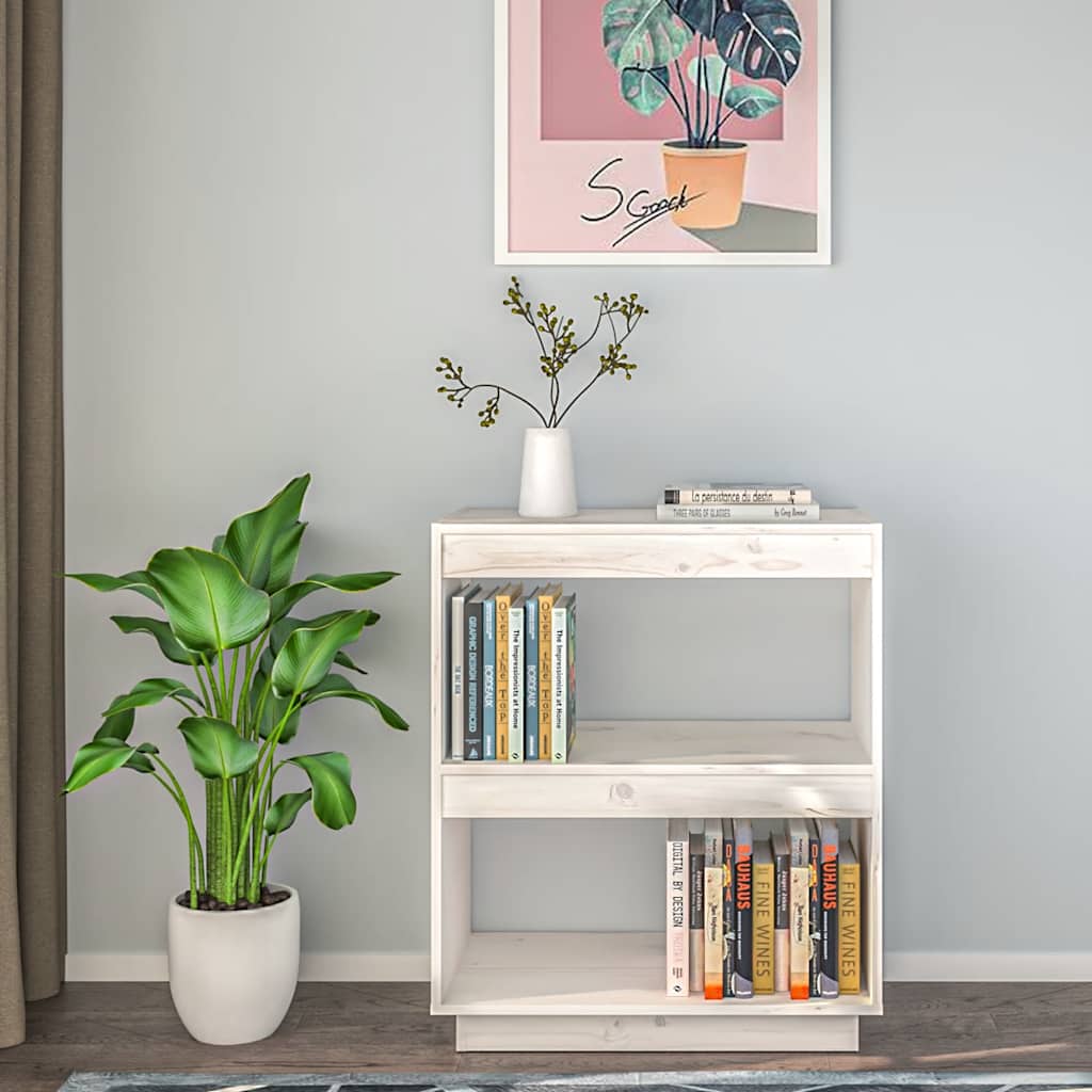 vidaXL Bibliothèque blanc 60x35x71 cm Bois de pin massif