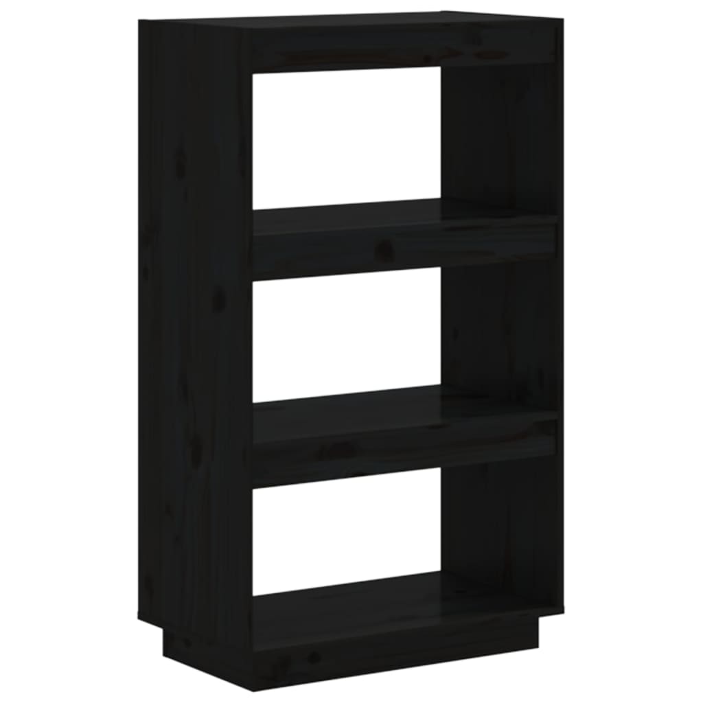 vidaXL Bücherregal/Raumteiler Schwarz 60x35x103 cm Massivholz Kiefer