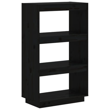 vidaXL Bücherregal/Raumteiler Schwarz 60x35x103 cm Massivholz Kiefer