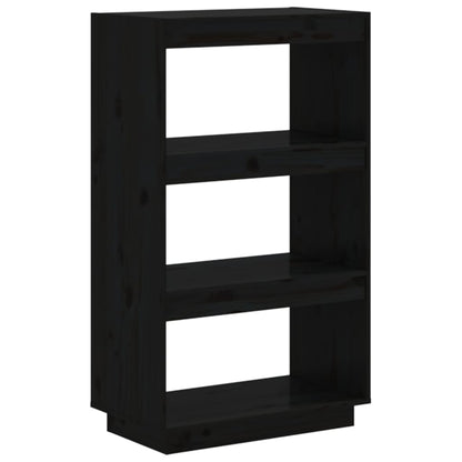 vidaXL Bücherregal/Raumteiler Schwarz 60x35x103 cm Massivholz Kiefer