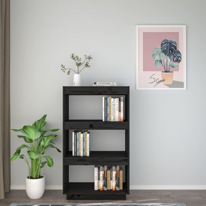 vidaXL Bücherregal/Raumteiler Schwarz 60x35x103 cm Massivholz Kiefer