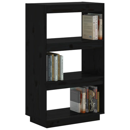 vidaXL Bücherregal/Raumteiler Schwarz 60x35x103 cm Massivholz Kiefer