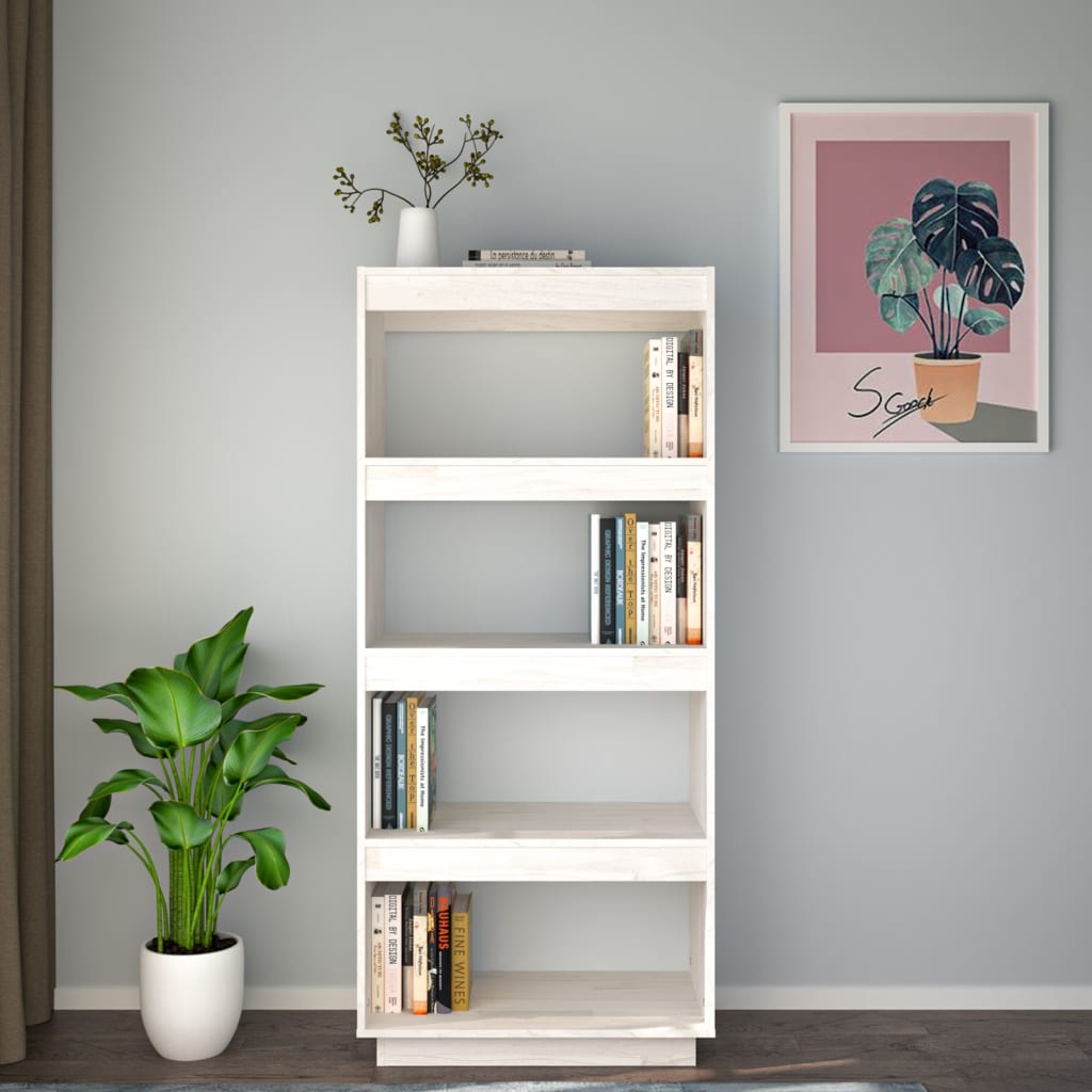 vidaXL Bibliothèque/Séparateur de pièce Blanc 60x35x135 cm Bois de pin massif