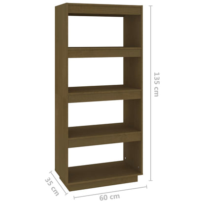 vidaXL Bibliothèque/Séparateur de pièce Marron Miel 60x35x135 cm Bois de pin massif