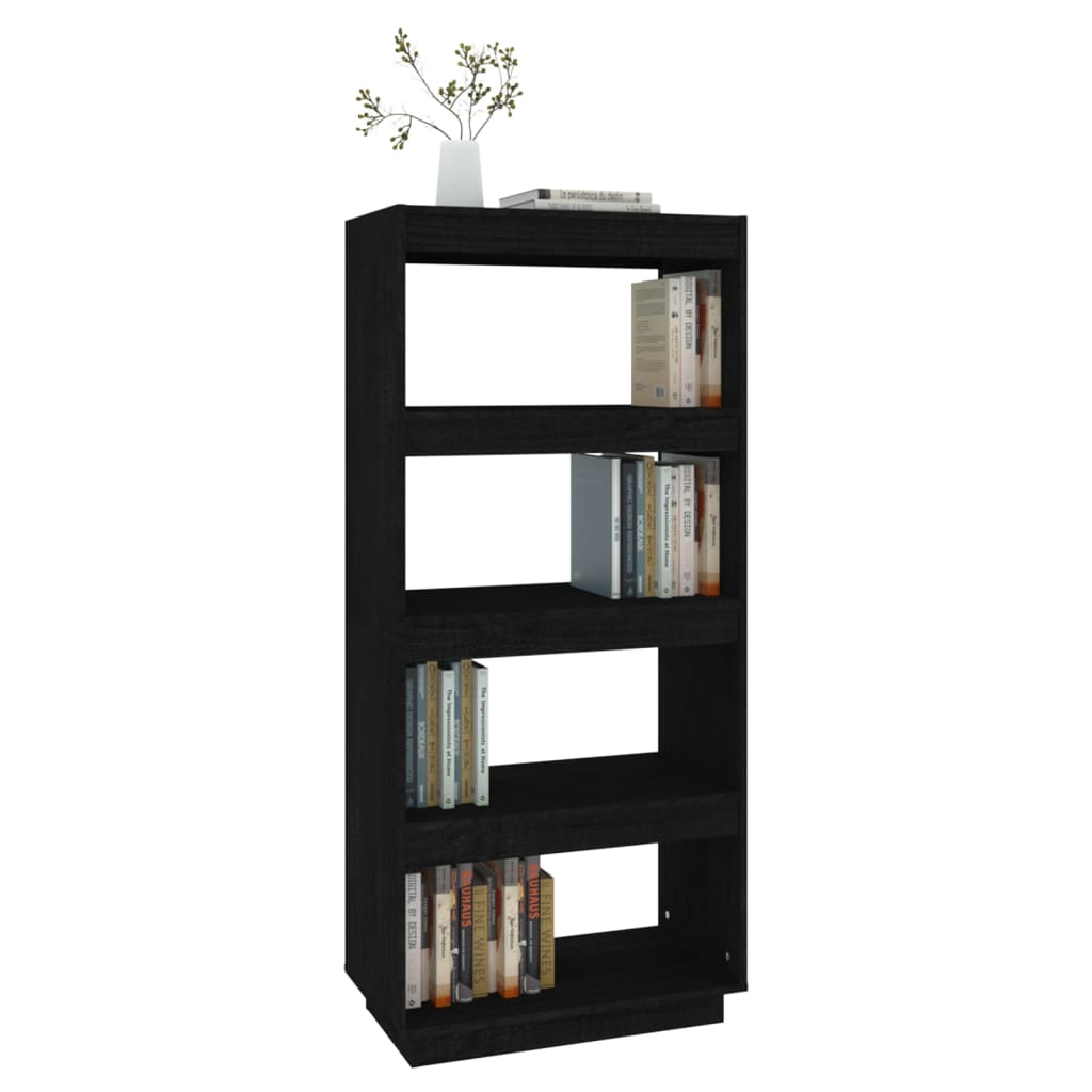 vidaXL Bibliothèque/Séparateur de pièce Noir 60x35x135 cm Bois de pin massif