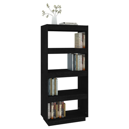 vidaXL Bibliothèque/Séparateur de pièce Noir 60x35x135 cm Bois de pin massif