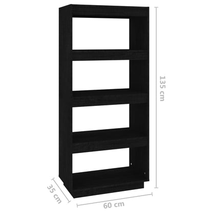 vidaXL Bibliothèque/Séparateur de pièce Noir 60x35x135 cm Bois de pin massif