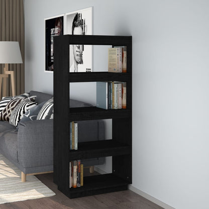 vidaXL Bibliothèque/Séparateur de pièce Noir 60x35x135 cm Bois de pin massif