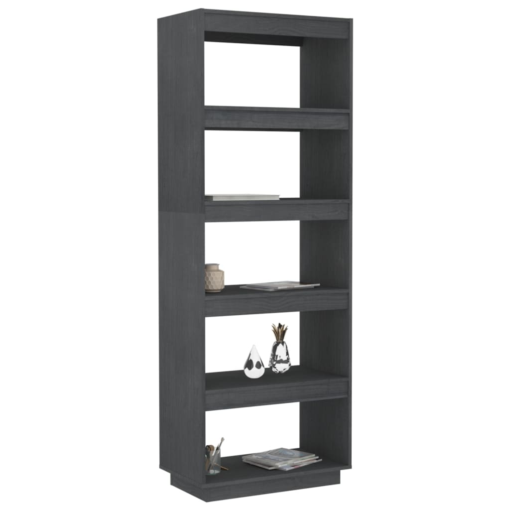 vidaXL Bibliothèque/Séparateur de pièce Gris 60x35x167 cm Pin Massif