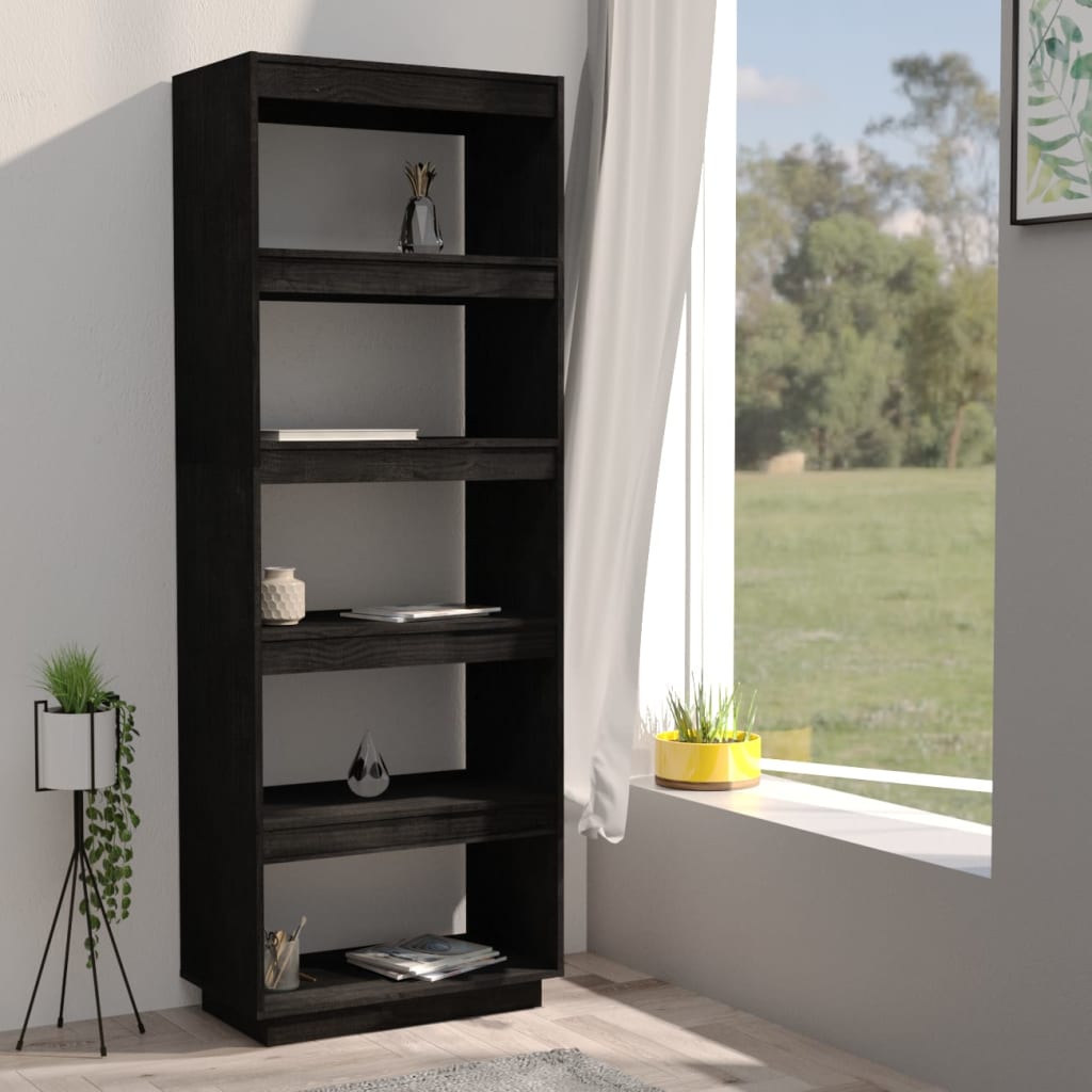 vidaXL Bibliothèque/Séparateur de pièce Noir 60x35x167 cm Bois de pin massif
