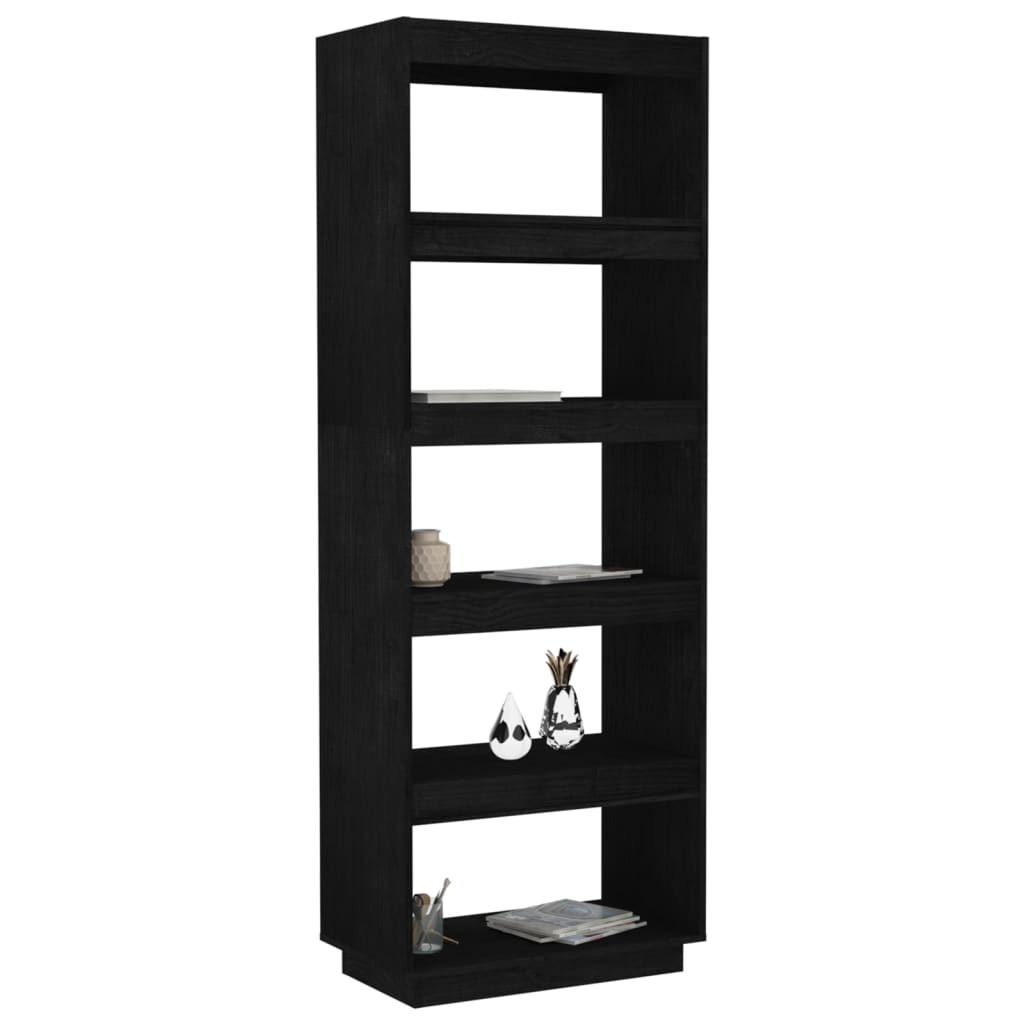 vidaXL Bibliothèque/Séparateur de pièce Noir 60x35x167 cm Bois de pin massif