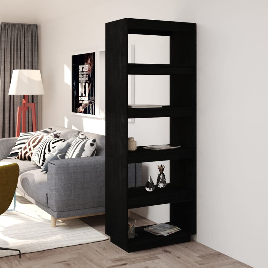 vidaXL Bibliothèque/Séparateur de pièce Noir 60x35x167 cm Bois de pin massif